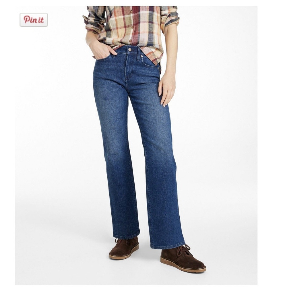 LL Bean Jeans Womens 10 Tall Blue Denim Classic Fit Straight High Rise